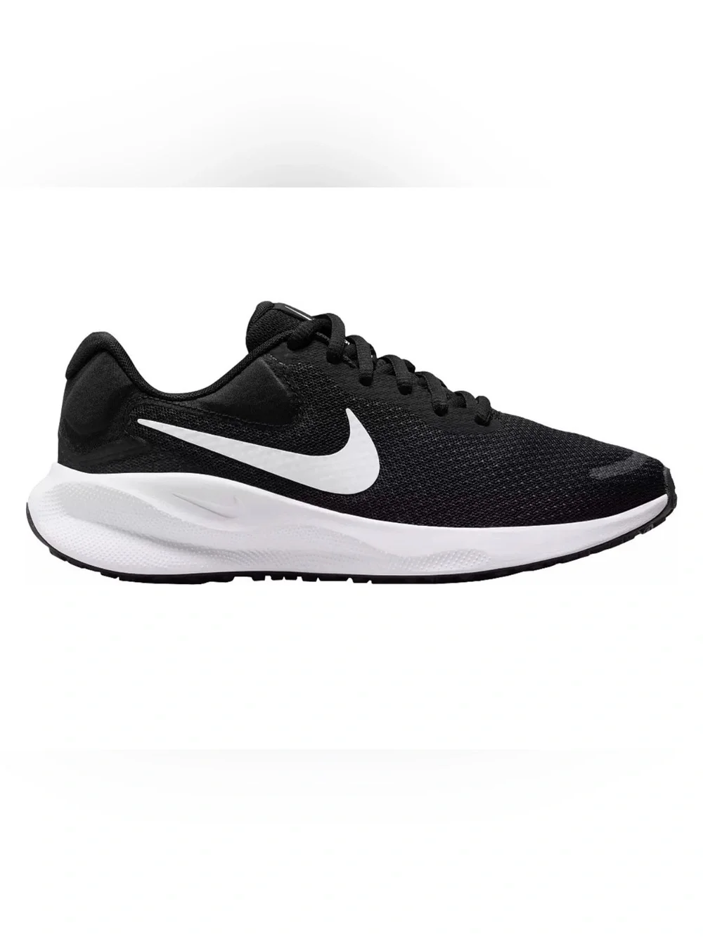 Nike Revolution 7 Extra Wide Men's Low Top Mesh Lace Up Black/White ,Size 10